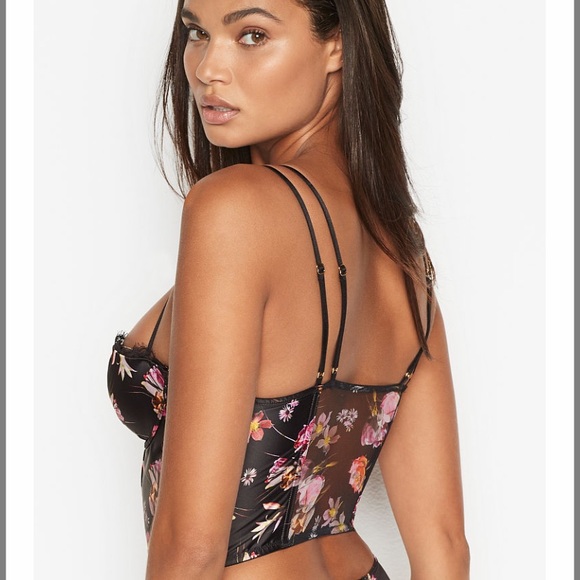 VICTORIA’S SECRET VERY SEXY BLACK FLORAL BUSTIER - Picture 3 of 7